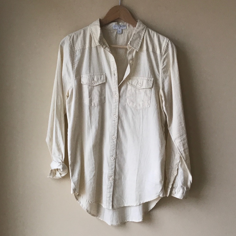 Vintage White Basic OverSized Button Down